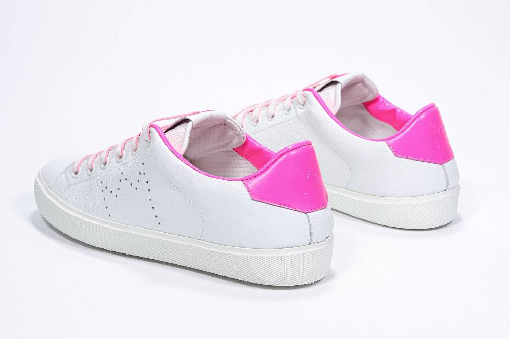 Leather Crown LC06 | Fucsia & Bianche - Basse - Donna Prezzo Ridotto