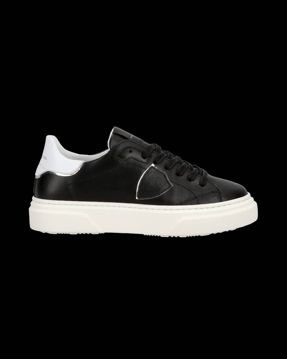Philippe Model Junior Temple Low-Top Sneakers in Leather, Black White Online