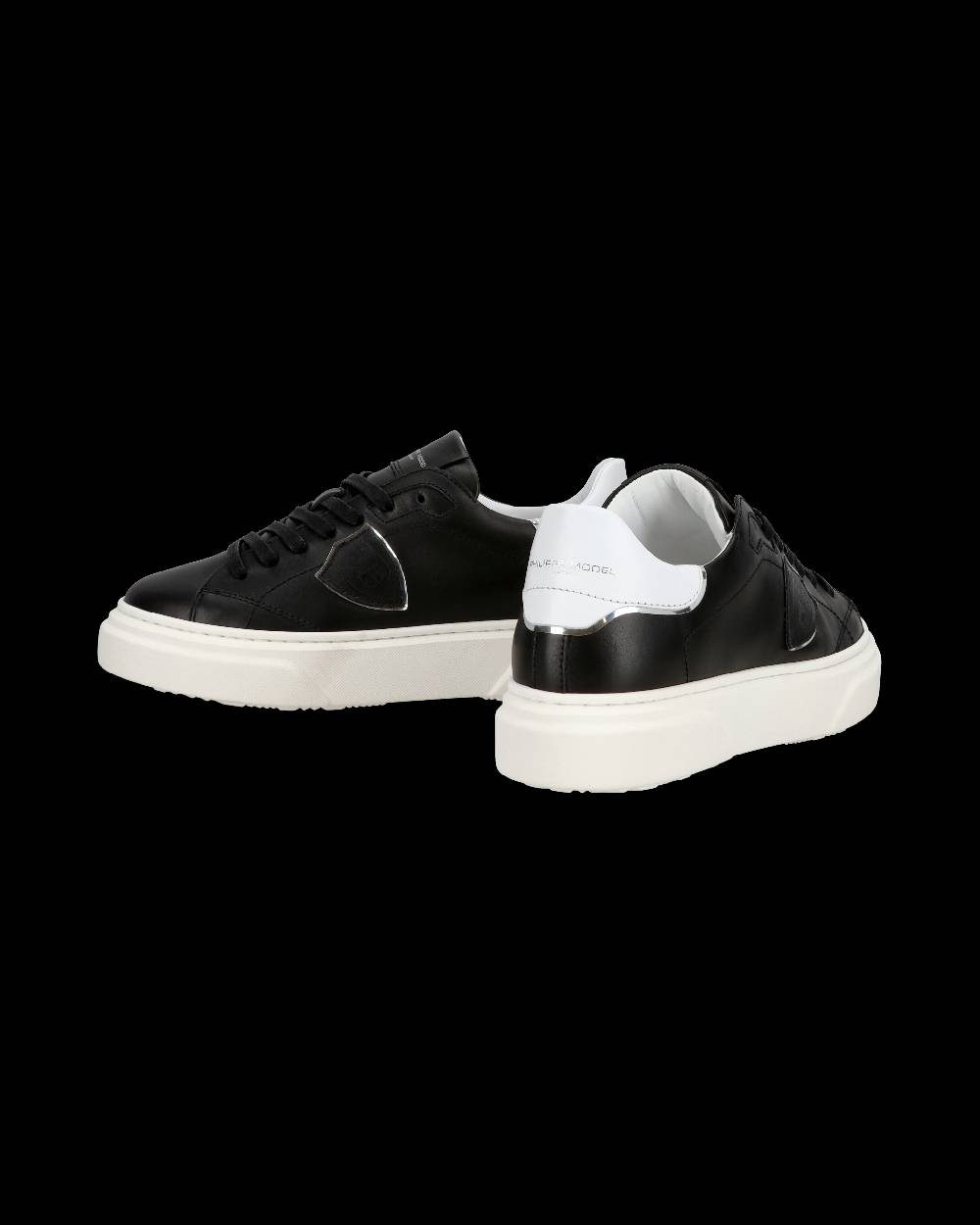 Philippe Model Junior Temple Low-Top Sneakers in Leather, Black White Online