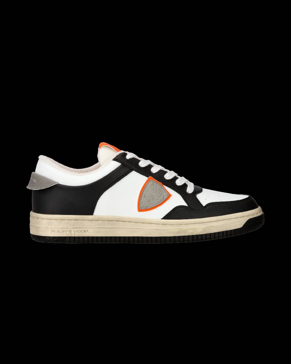 Philippe Model Sneaker streetwear Lyon da uomo in pelle riciclata - Nero e arancione Black Friday Prezzi