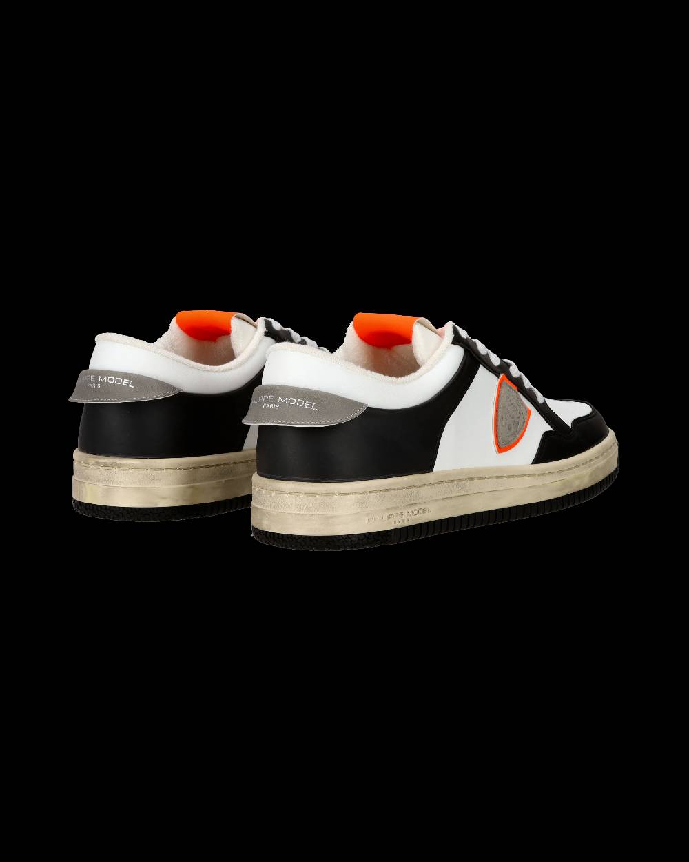 Philippe Model Sneaker streetwear Lyon da uomo in pelle riciclata - Nero e arancione Black Friday Prezzi