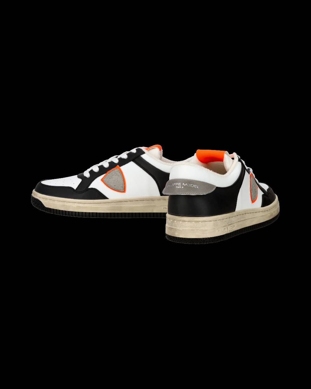 Philippe Model Sneaker streetwear Lyon da uomo in pelle riciclata - Nero e arancione Black Friday Prezzi