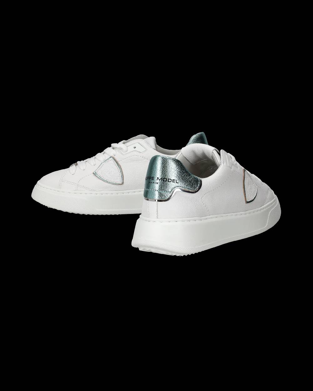 Philippe Model Sneakers Temple da Donna Bianche e Blu in Pelle Morbida Fornitura limitata