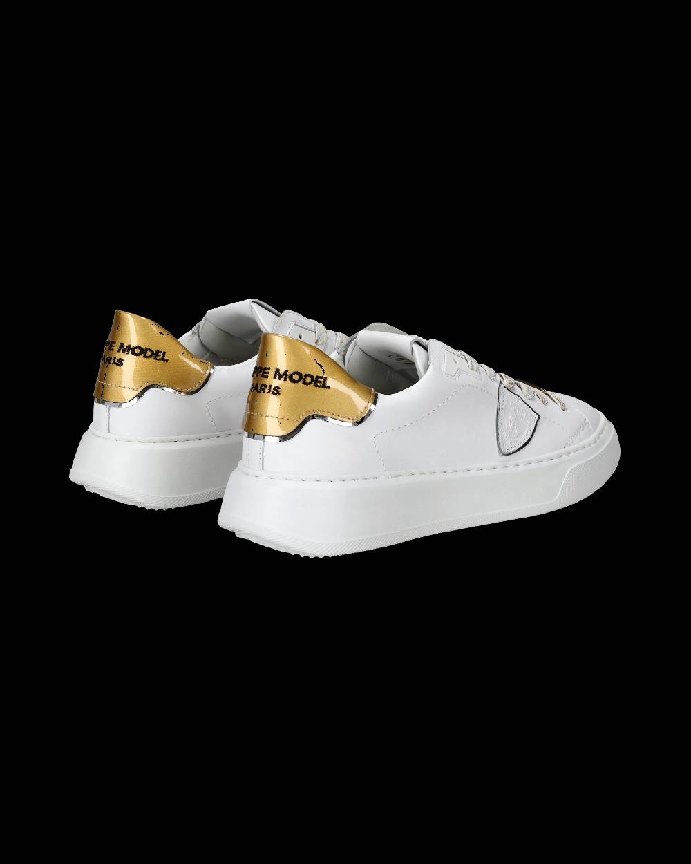 Philippe Model Sneakers Temple da Donna Bianche e Oro in Pelle E Vernice Enormi risparmi