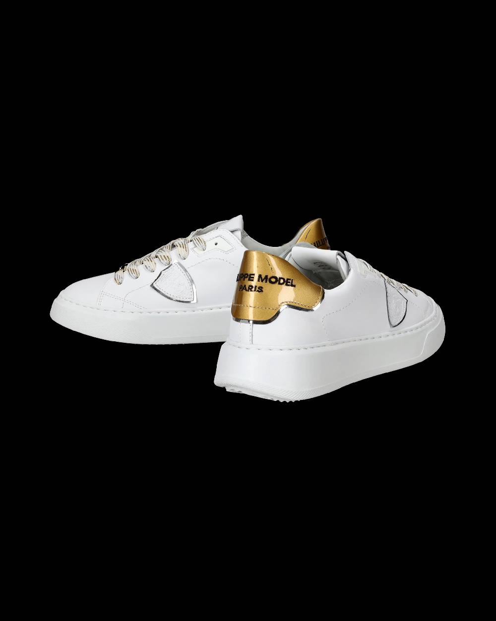 Philippe Model Sneakers Temple da Donna Bianche e Oro in Pelle E Vernice Enormi risparmi