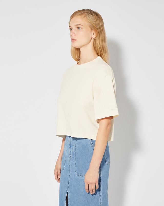 Philippe Model T-Shirt Cropped Marion da Donna Beige ecru in Jersey Only for today