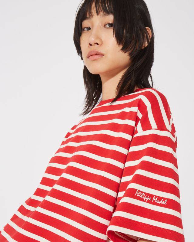 Philippe Model T-Shirt Monique da Donna Rossa in Cotone Vendita