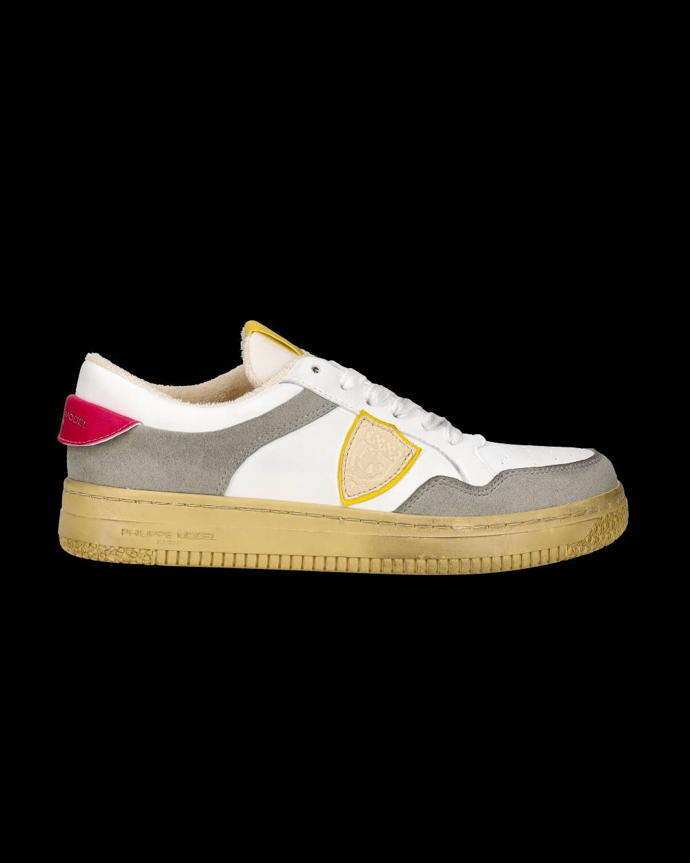 Philippe Model Sneakers Lyon Tennis Donna, Bianco Fucsia Giallo Saldi Di Fabbrica