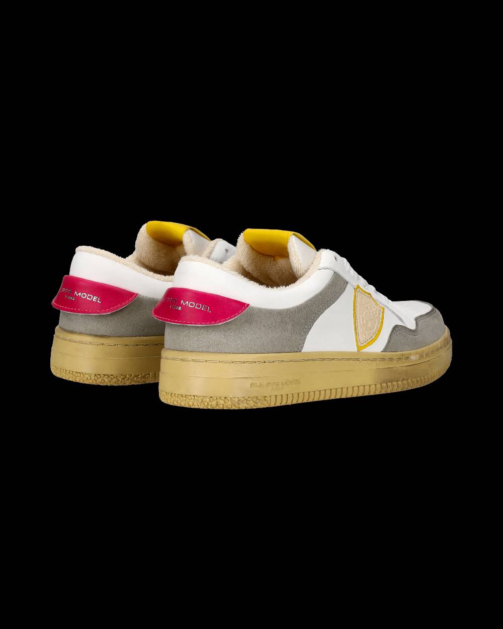 Philippe Model Sneakers Lyon Tennis Donna, Bianco Fucsia Giallo Saldi Di Fabbrica