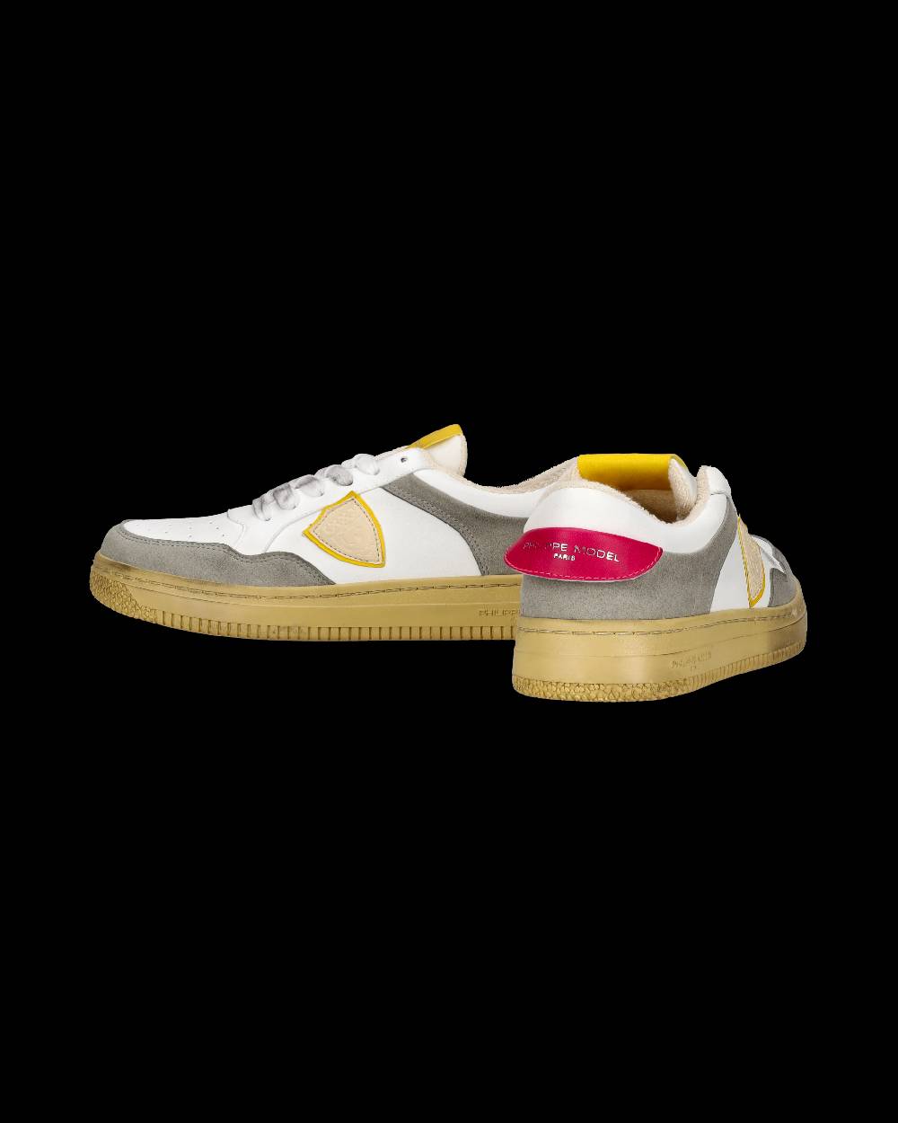 Philippe Model Sneakers Lyon Tennis Donna, Bianco Fucsia Giallo Saldi Di Fabbrica