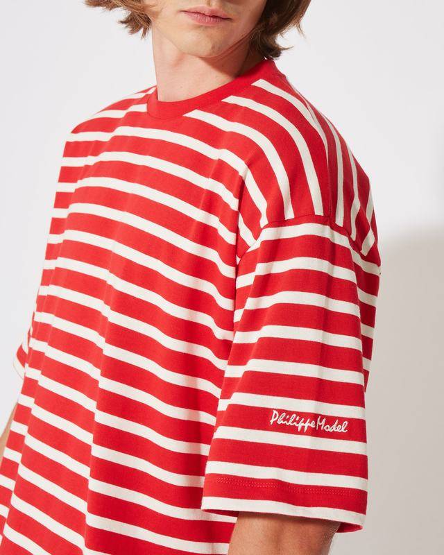 Philippe Model T-Shirt Maurice da Uomo Rossa in Cotone Offerta temporanea