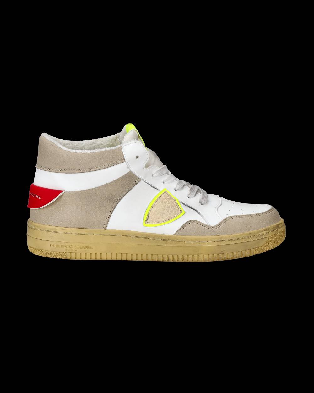 Philippe Model Sneakers Lyon da Uomo Bianche e Gialle in Pelle Riciclata Grandi sconti