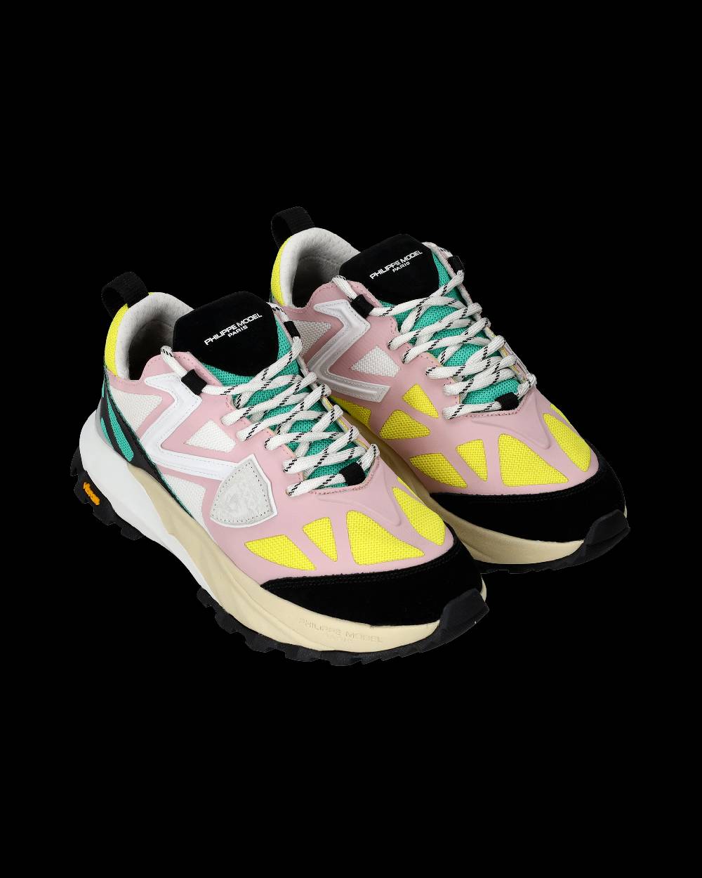 Philippe Model Sneakers Rocx da Donna Rosa e Gialle in Tessuto Tecnico Enormi sconti