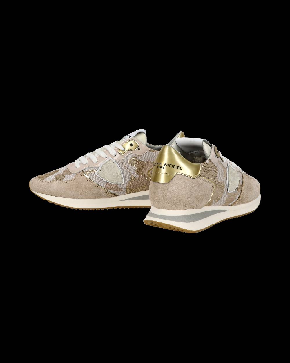 Philippe Model Sneaker casual Trpx da donna in pelle e nylon - Dorato e sabbia Duty-free