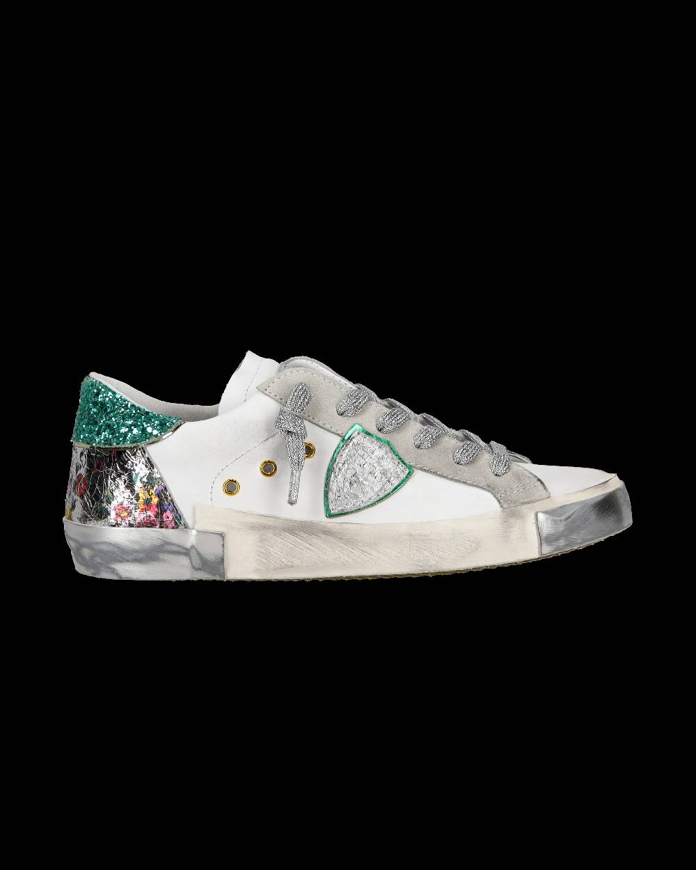 Philippe Model Sneaker casual Prsx da donna in pelle - Bianco e verde In Linea