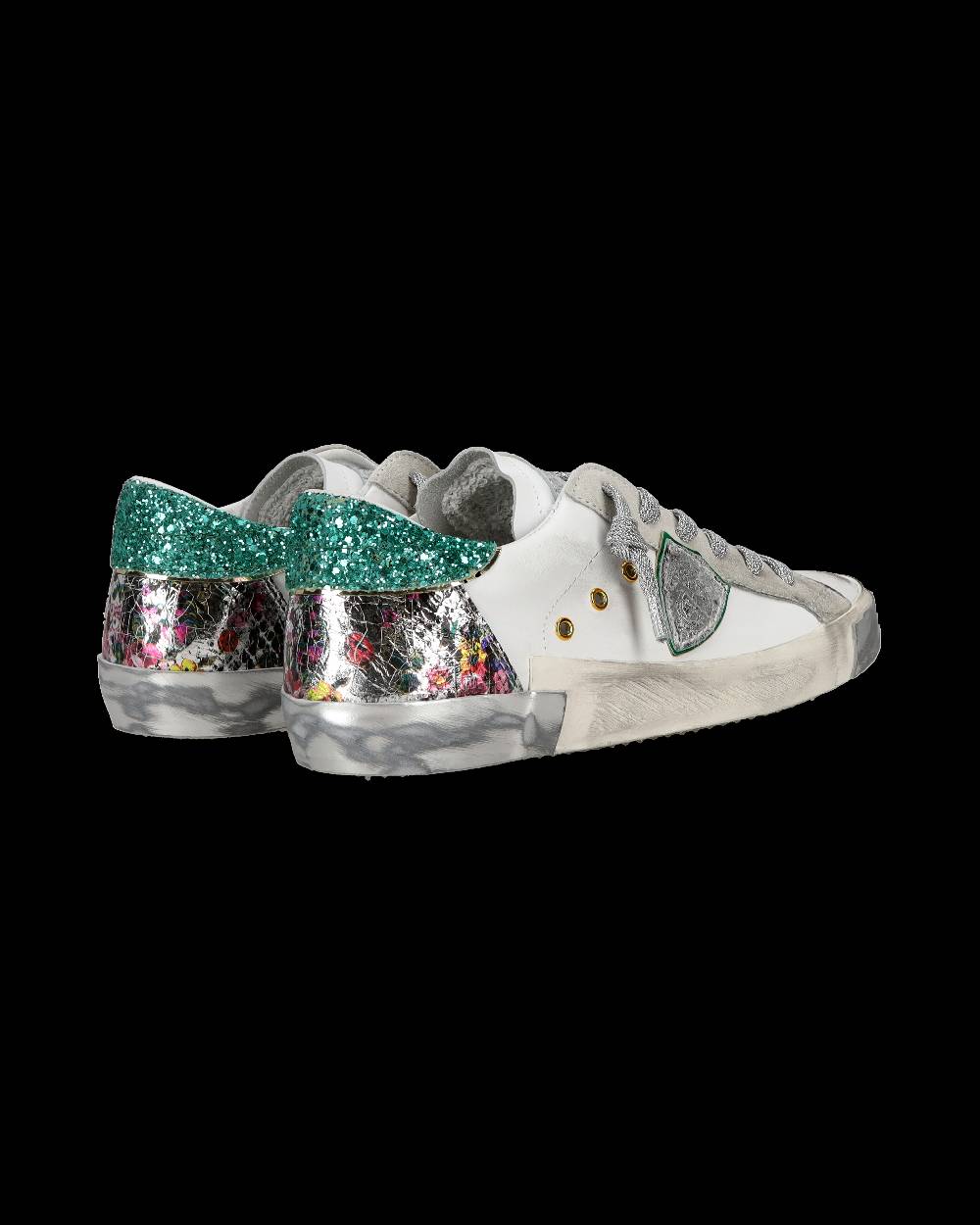 Philippe Model Sneaker casual Prsx da donna in pelle - Bianco e verde In Linea
