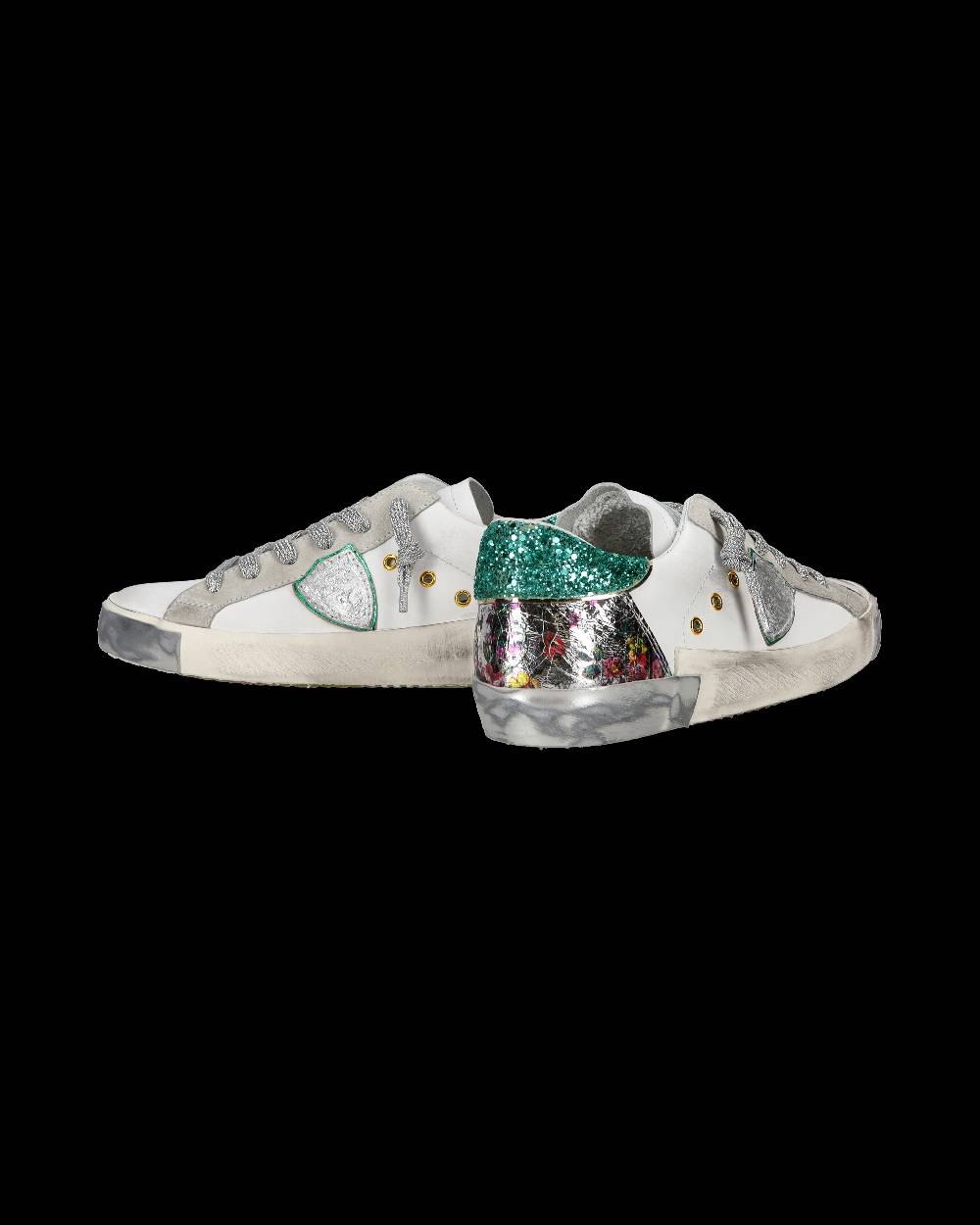 Philippe Model Sneaker casual Prsx da donna in pelle - Bianco e verde In Linea