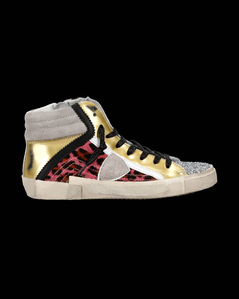 Philippe Model Sneaker casual Prsx da donna in nylon e pelle - Nero e argento Offerta San Valentino