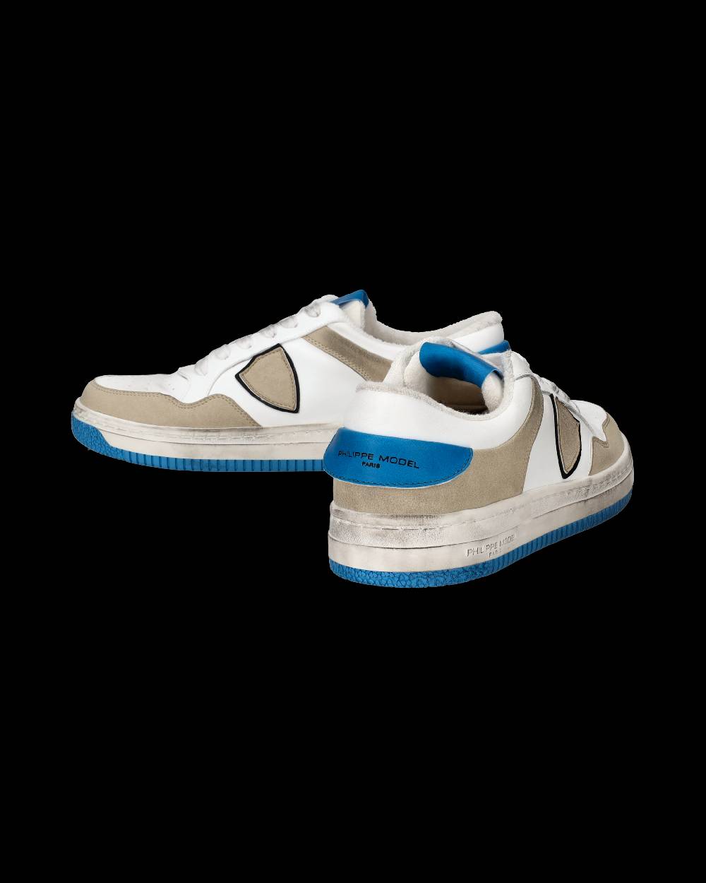 Philippe Model Sneakers Lyon da Uomo Bianche e Blu in Pelle Riciclata Comprane uno, ottenene uno gratis