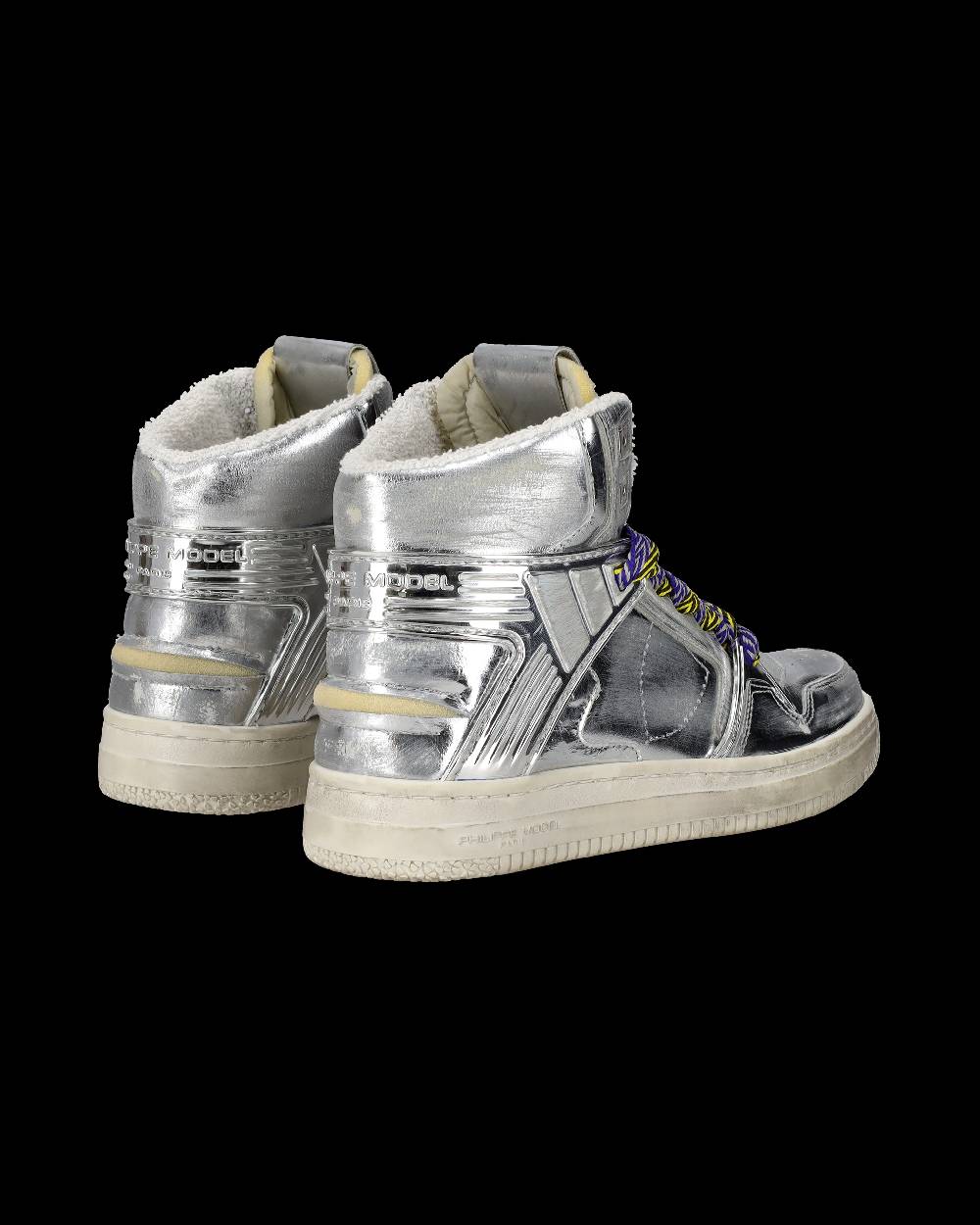 Philippe Model Sneakers Alte La Grande da Donna Argento in Pelle Metal Spedizione Gratuita