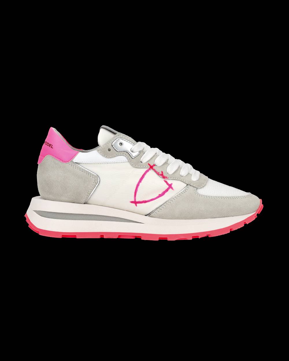 Philippe Model Sneaker basse Tropez Haute donna - bianco, grigio e fucsia Affare Del Giorno