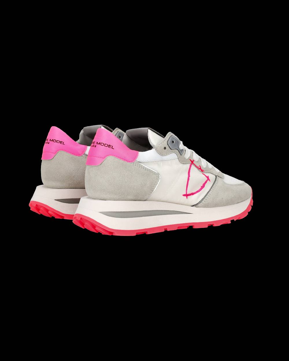 Philippe Model Sneaker basse Tropez Haute donna - bianco, grigio e fucsia Affare Del Giorno