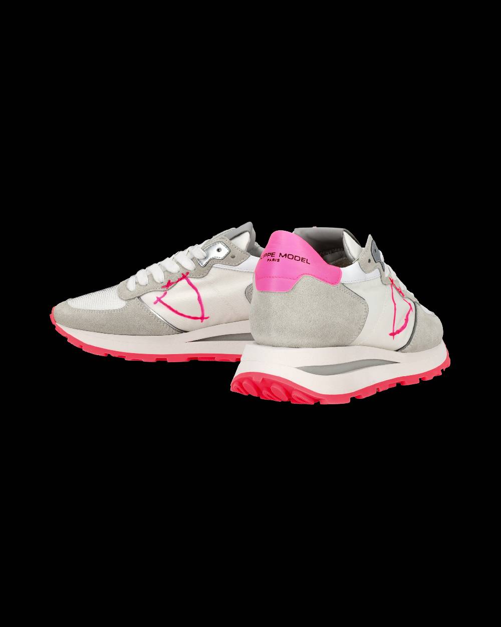 Philippe Model Sneaker basse Tropez Haute donna - bianco, grigio e fucsia Affare Del Giorno