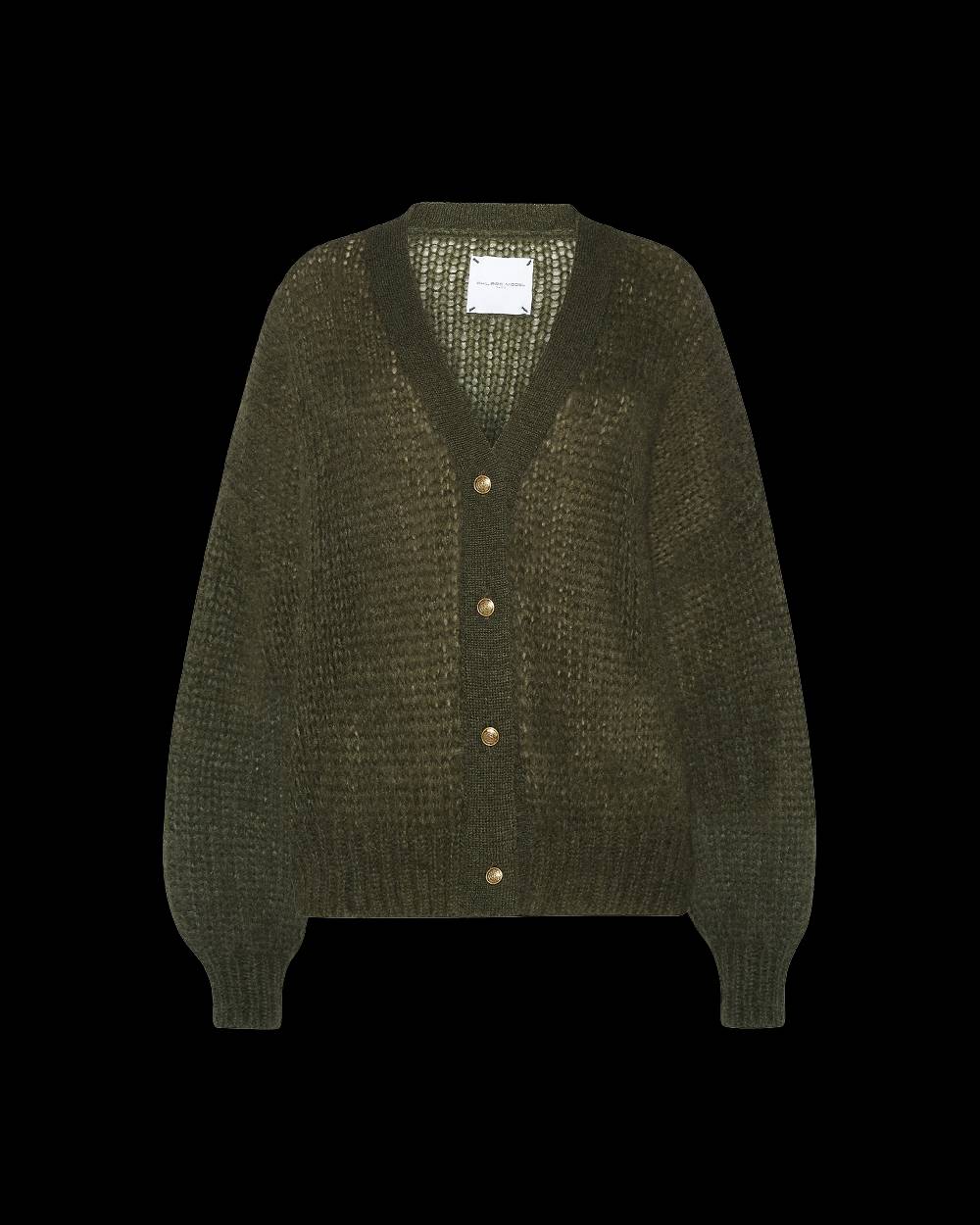 Philippe Model Cardigan Roxane da Donna Verde militare in Lana Mohair Negozio
