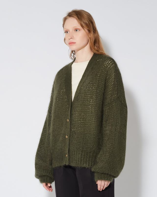 Philippe Model Cardigan Roxane da Donna Verde militare in Lana Mohair Negozio