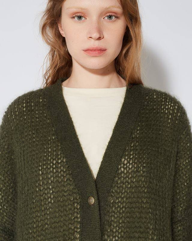 Philippe Model Cardigan Roxane da Donna Verde militare in Lana Mohair Negozio