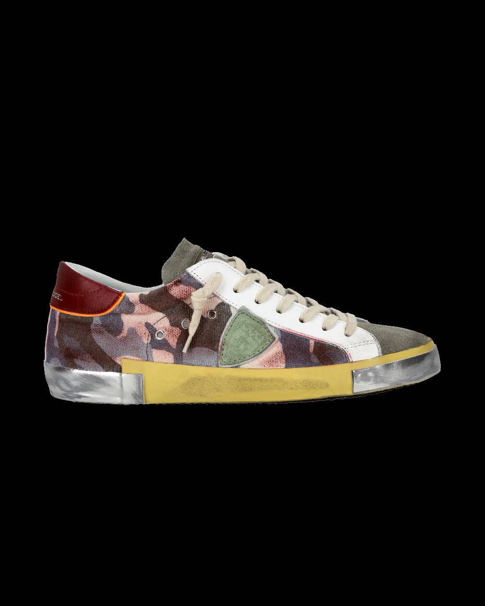 Philippe Model Sneaker casual Prsx da uomo in pelle stampata - Bordeaux e verde Smaltimento dello stoccaggio