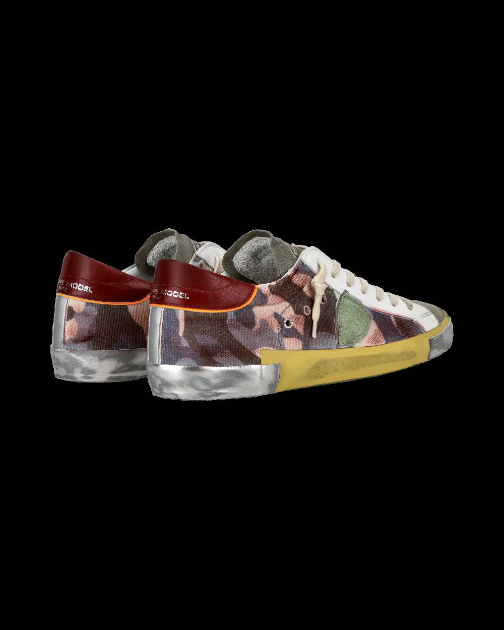 Philippe Model Sneaker casual Prsx da uomo in pelle stampata - Bordeaux e verde Smaltimento dello stoccaggio