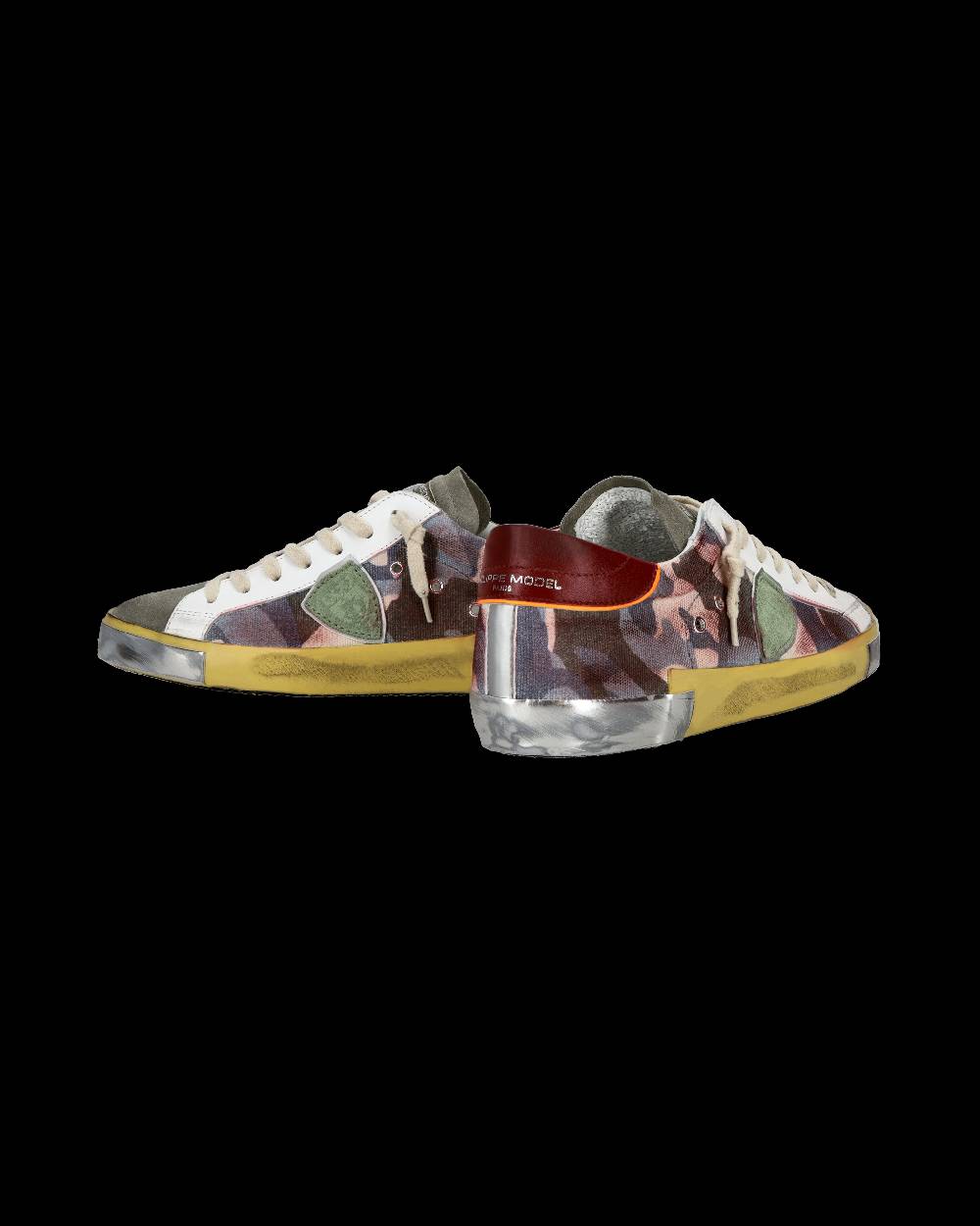 Philippe Model Sneaker casual Prsx da uomo in pelle stampata - Bordeaux e verde Smaltimento dello stoccaggio
