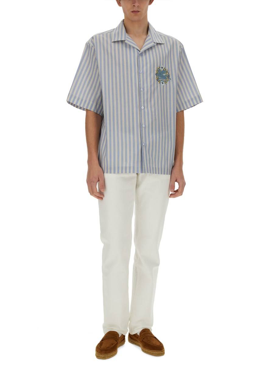 ETRO CAMICIA BOWLING A RIGHE CON LOGO RCAMATO Discount Store per i nuovi prodotti