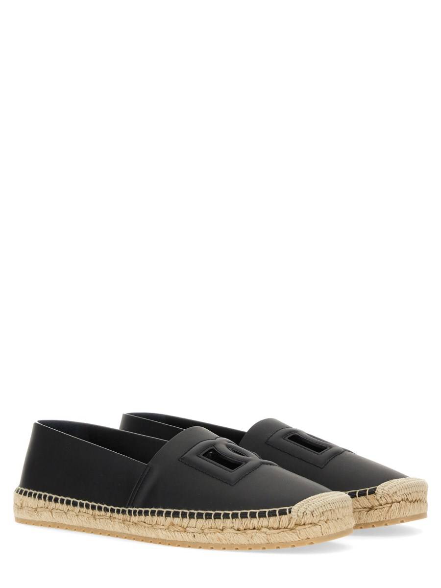 DOLCE & GABBANA ESPADRILLA IN PELLE CON LOGO Offerta
