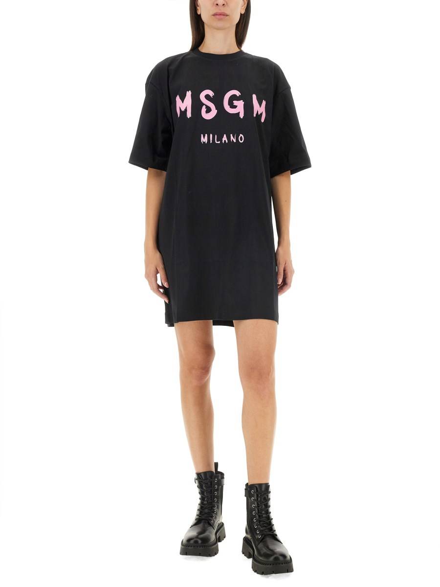 MSGM ABITO IN JERSEY DI COTONE CON LOGO Promozione temporanea