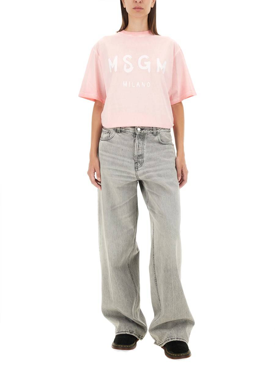 MSGM T-SHIRT IN JERSEY DI COTONE CON STAMPA LOGO Only for today