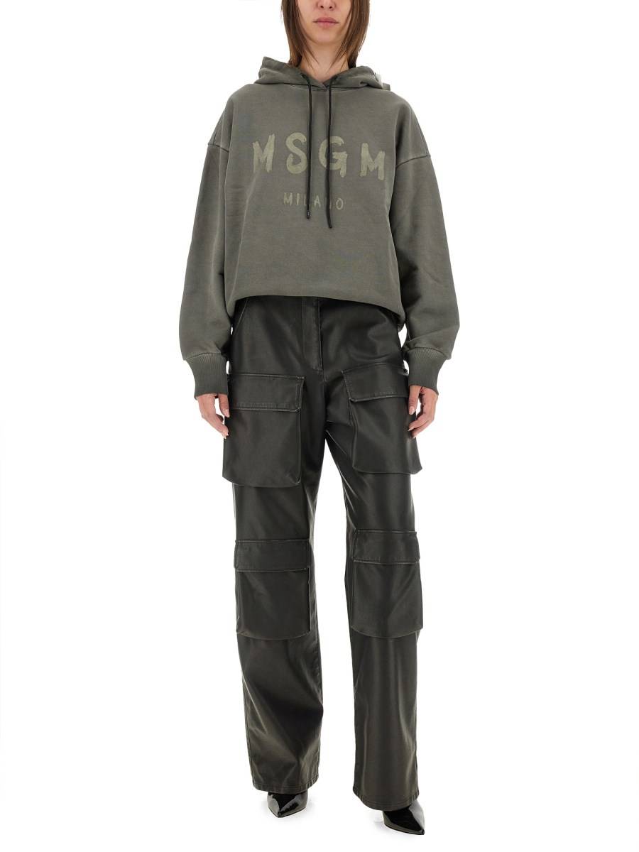 MSGM FELPA IN COTONE CON LOGO In vendita
