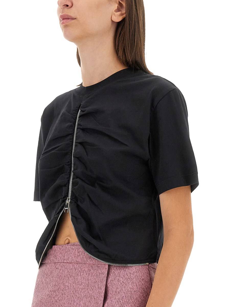 MSGM T-SHIRT IN JERSEY DI COTONE CON ZIP Fornitura limitata