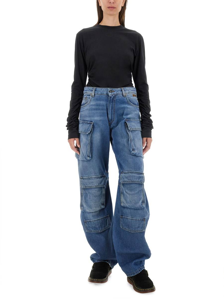 MSGM T-SHIRT IN JERSEY DI COTONE CON LOGO E RUCHES Shopping online