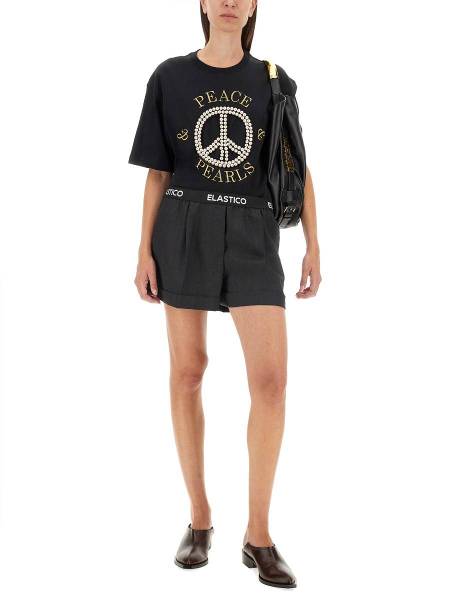 MOSCHINO T-SHIRT IN JERSEY DI COTONE CON LOGO Offerta Pasqua