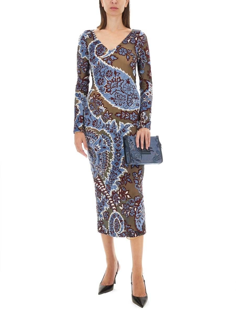 ETRO ABITO IN TULLE JACQUARD DI VELLUTO Fino al 50% di sconto