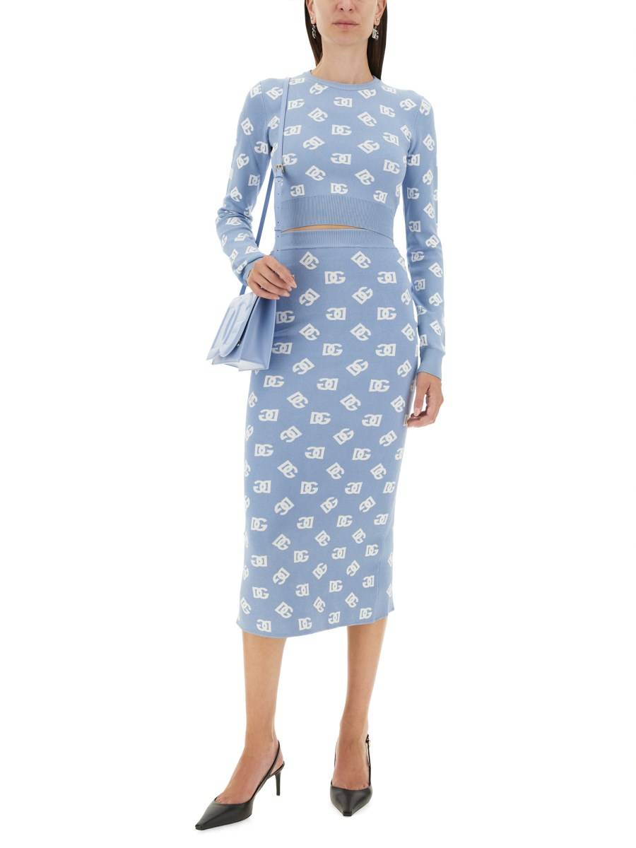 DOLCE & GABBANA GONNA TUBINO IN VISCOSA LOGO JACQUARD Discount Store per i nuovi prodotti