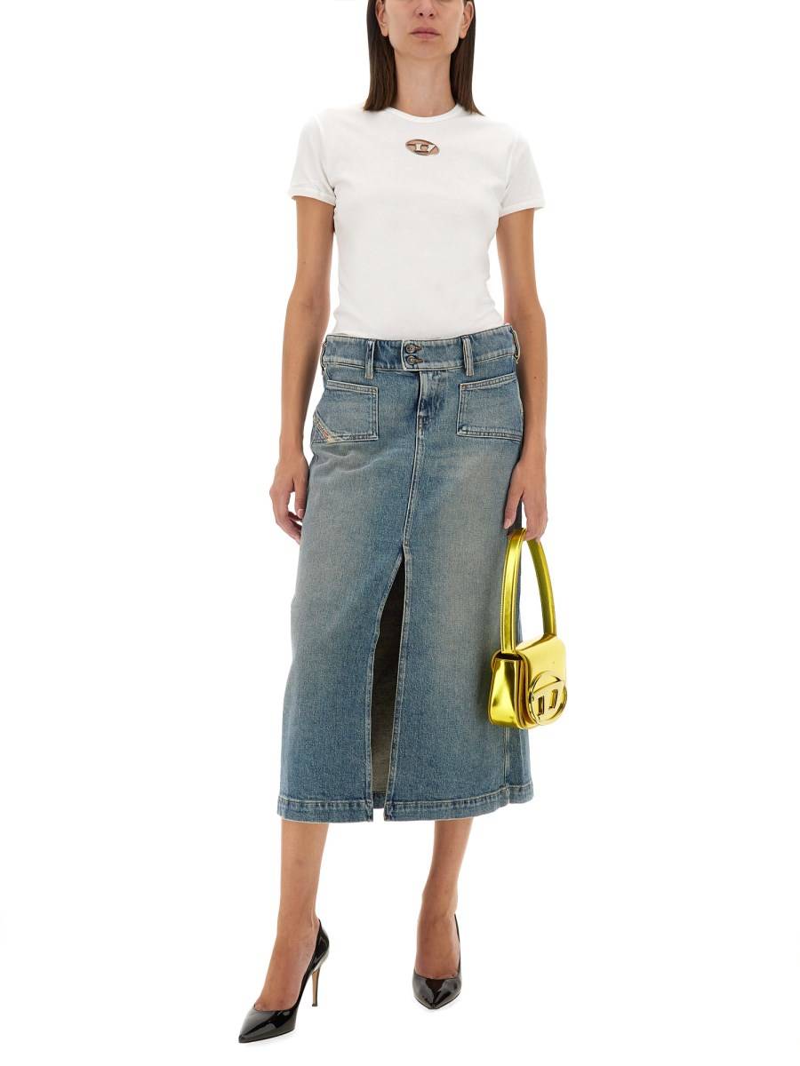 DIESEL GONNA MIDI IN DENIM DI COTONE 50% di sconto con spedizione gratuita