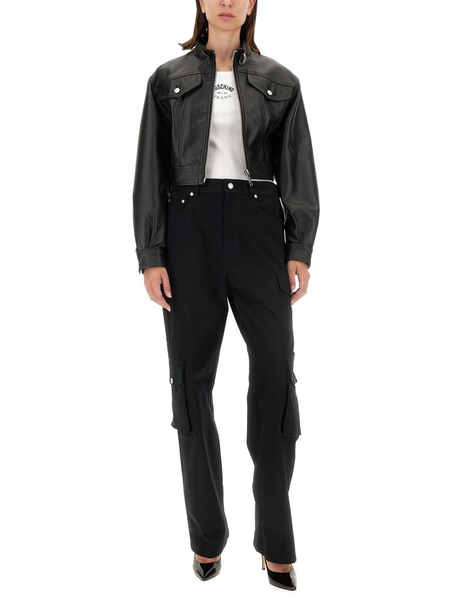 MOSCHINO JEANS GIACCA BIKER IN PELLE Sottocosto