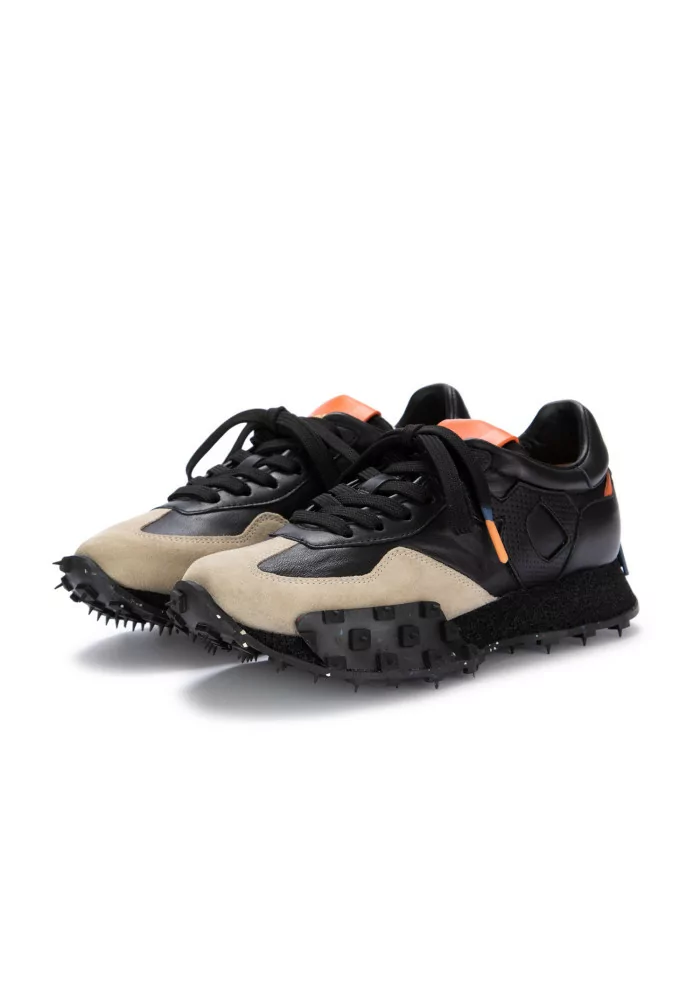 BARRACUDA | SNEAKERS PELLE CAMOSCIO NERO BEIGE Italia