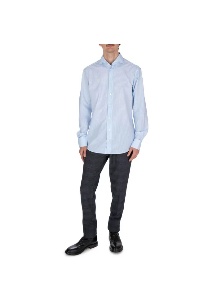 TRAIANO | CAMICIA A RIGHE AZZURRO BIANCO Fino Al -60%
