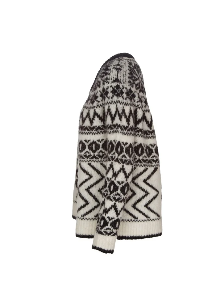 SEMICOUTURE | MAGLIONE MOTIVO JACQUARD BIANCO NERO In Vendita