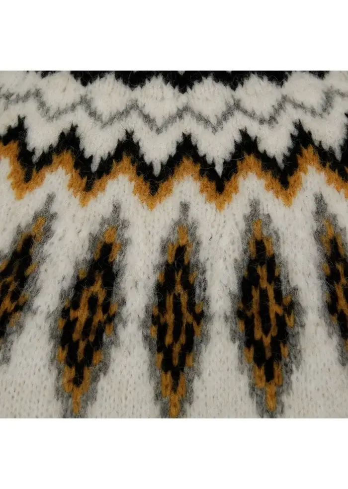 SEMICOUTURE | MAGLIONE DOLCEVITA BIANCO NERO OCRA Saldi