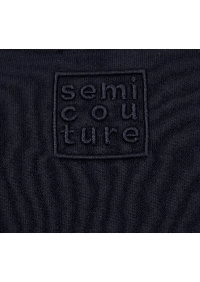 SEMICOUTURE | FELPA TASCHE FRONTALI BLU Saldi Di Fabbrica